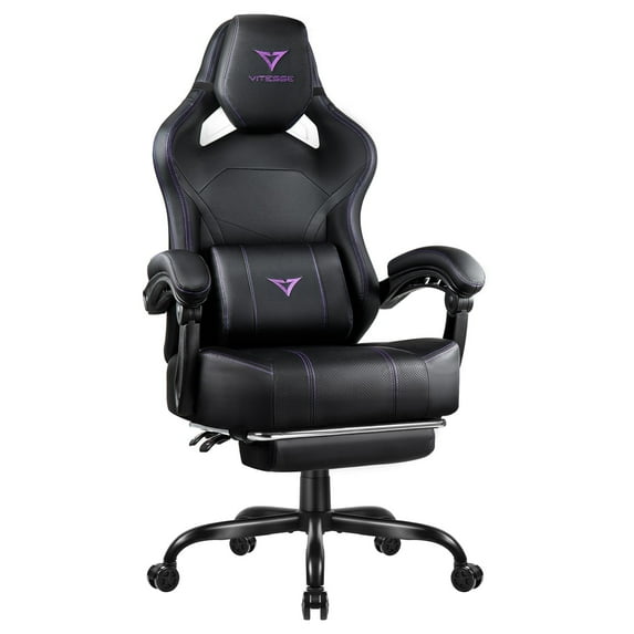 Waleaf Gaming Chair Ergonomic Office Chair with Footrest and Lumbar Support, Height Adjustable High Back Gamer Chair with Headrest for Adult