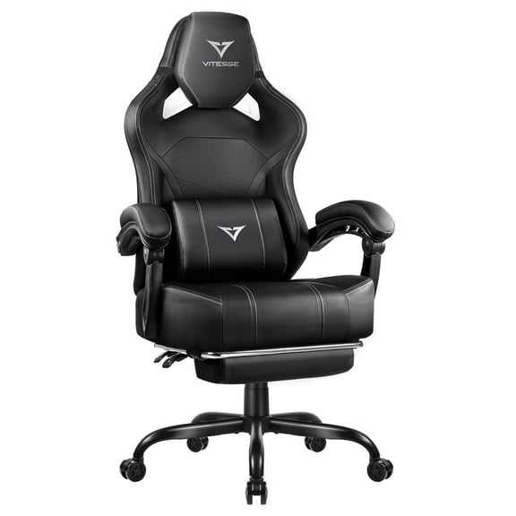 Waleaf Gaming Chair Ergonomic Office Chair with Footrest and Lumbar Support, Height Adjustable High Back Gamer Chair with Headrest for Adult