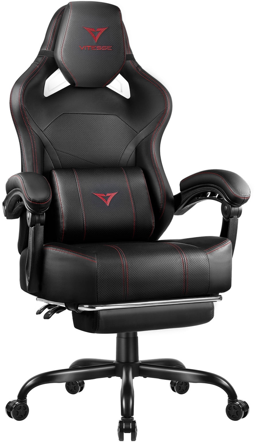 Waleaf Gaming Chair Ergonomic Office Chair with Footrest and Lumbar Support, Height Adjustable High Back Gamer Chair with Headrest for Adult