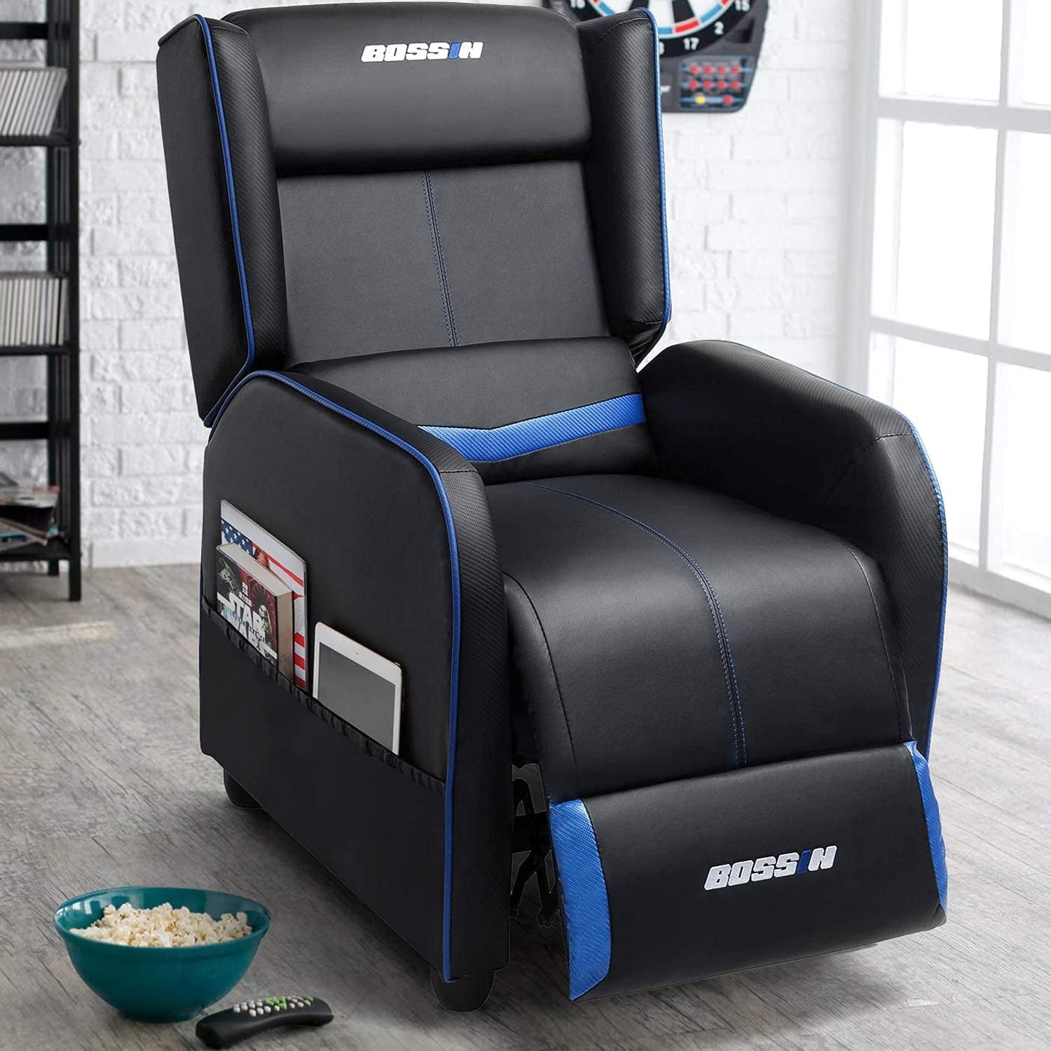 Waleaf Reclining Gaming Chair, Ergonomic PU Leather Home Media Theater