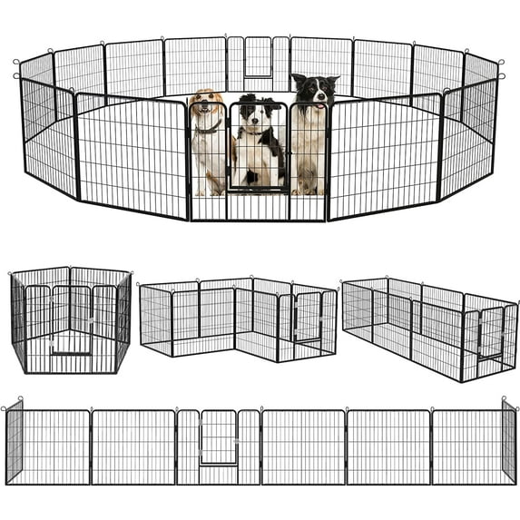 Waleaf Heavy Duty Dog Playpen for Outdoor, 8 Panels 24"/32"/40" Height x 32" Width,Portable Dog Playpen Puppy Playpen for Large Dog Exercise Pen for Indoor Outdoor,Pet Playpen Fence for Yard,RV