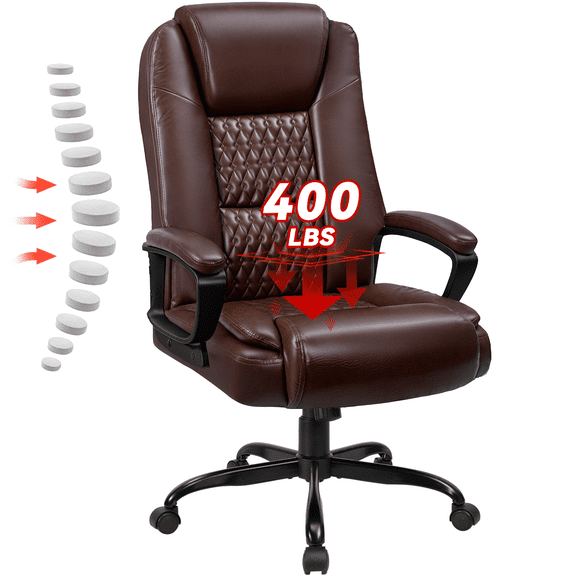 Waleaf Home Office Chair, 400LBS 8Hours Heavy Duty Design, Ergonomic High Back Cushion Lumbar Back Support, Computer Desk Chair, Big and Tall Chair for Work