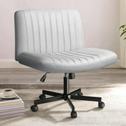 Waleaf Indoor Armless Office Desk Chair with Wheels, Gray