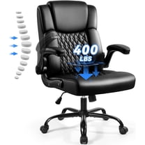 Waleaf Leather Office Chair,Wide Seat Small Computer Desk Chair Ergonomic Mid-Back Executive Chair with Back Support for Short People,Black