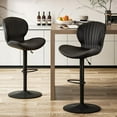 thumbnail image 1 of Waleaf Modern Adjustable Bar Stools Set of 2, Faux Leather Upholstered Swivel Counter Stools, Counter Height Bar Stools with Large Base, 1 of 8
