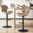 thumbnail image 1 of Waleaf Modern Adjustable Bar Stools Set of 2, Faux Leather Upholstered Swivel Counter Stools, Counter Height Bar Stools with Large Base, 1 of 7