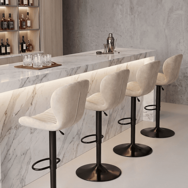 Waleaf Modern Adjustable Swivel Bar Stools Set of 4, Faux Leather ...