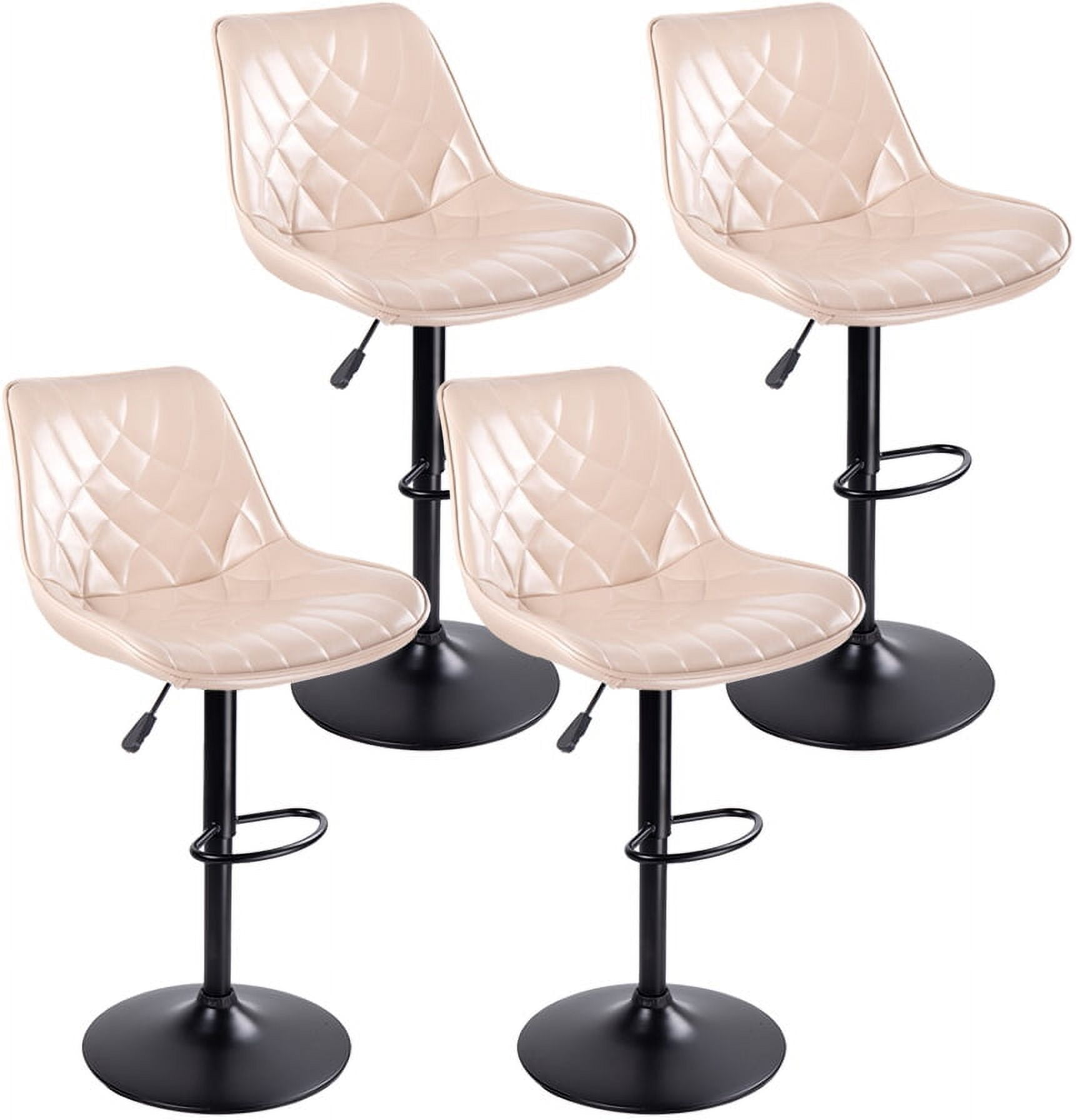 Waleaf Modern Bar Stools Set of 4, PU Leather Height Adjustable Swivel Barstools with Back