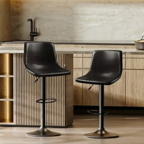 Waleaf Modern Bar Stools with Back Set of 2, PU Leather Adjustable Swivel Counter stools for Kitchen Island