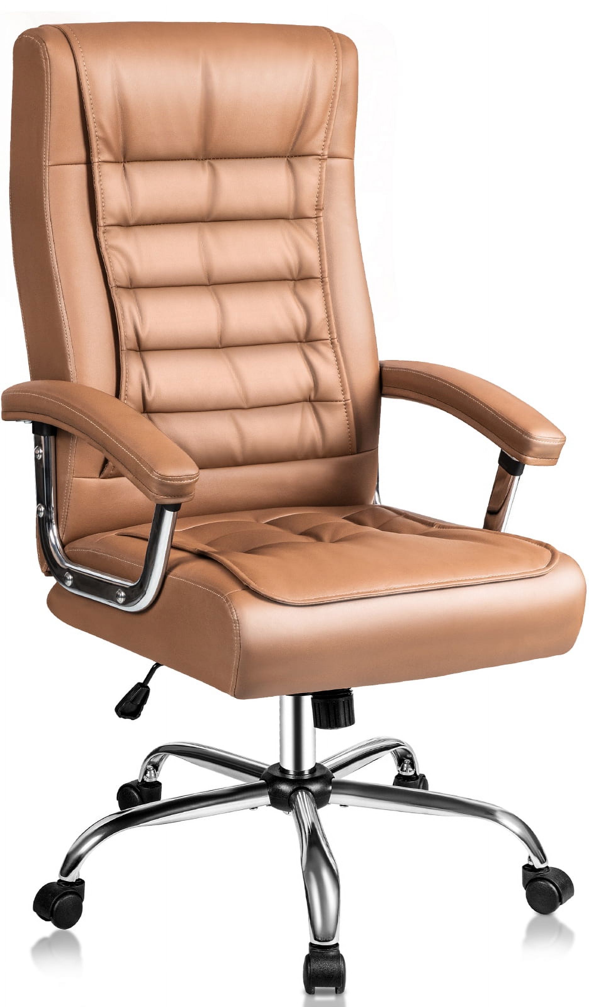 Waleaf Office Chair with Spring Cushion,400LBS High Back Computer Chair with Padded Armrest, Khaki - image 1 of 7