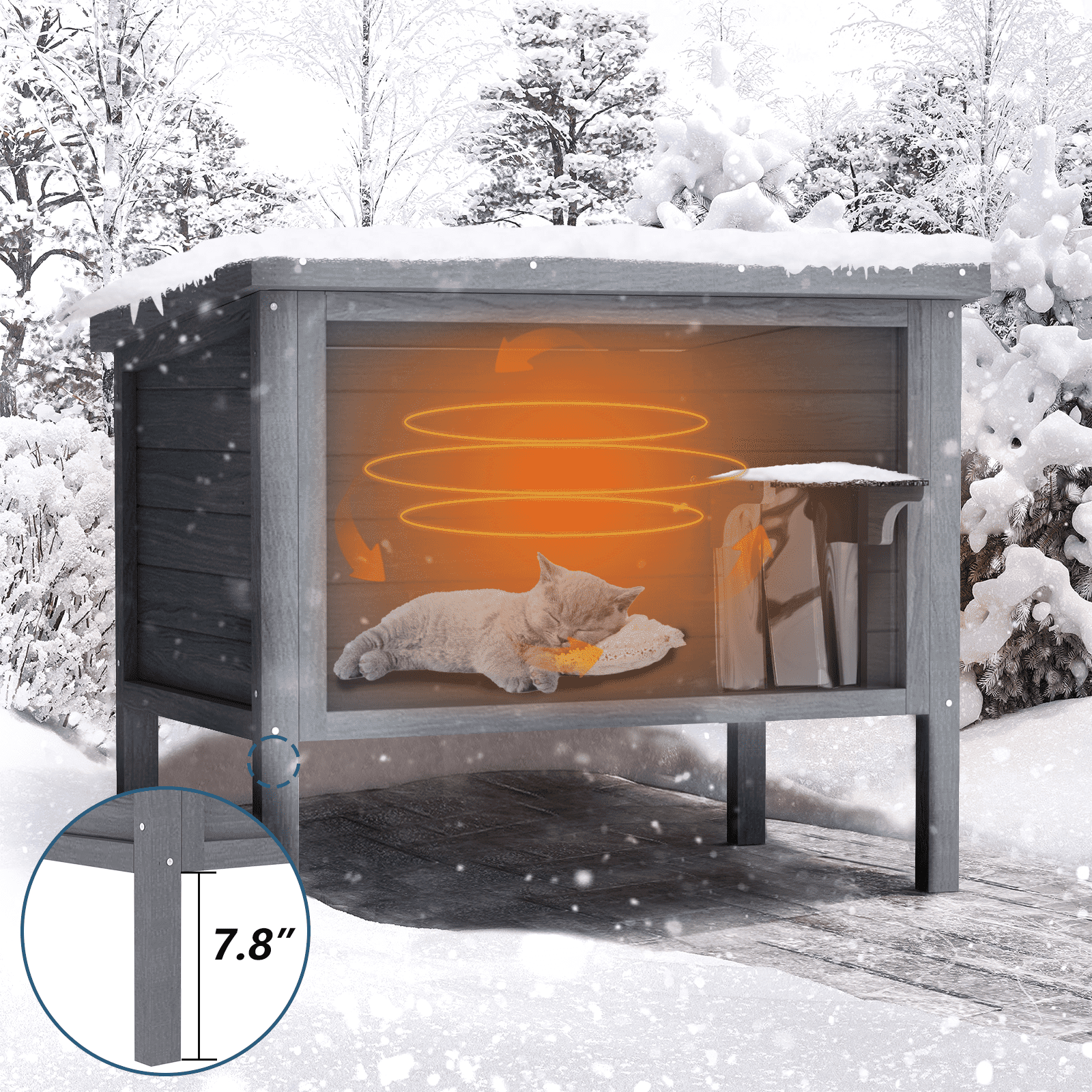 Waleaf Outdoor Cat House Weatherproof, Feral Cat Shelter for Outdoor Cats, Insulated All-Round Foam