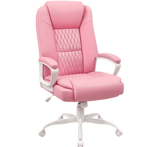 Waleaf PU Leather High Back Cushion Desk Chair, Pink