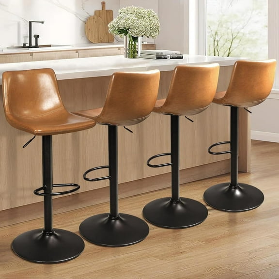 Waleaf Swivel Counter Height Bar Stools Set of 4,Adjustable Dining Counter Stools with Footrest