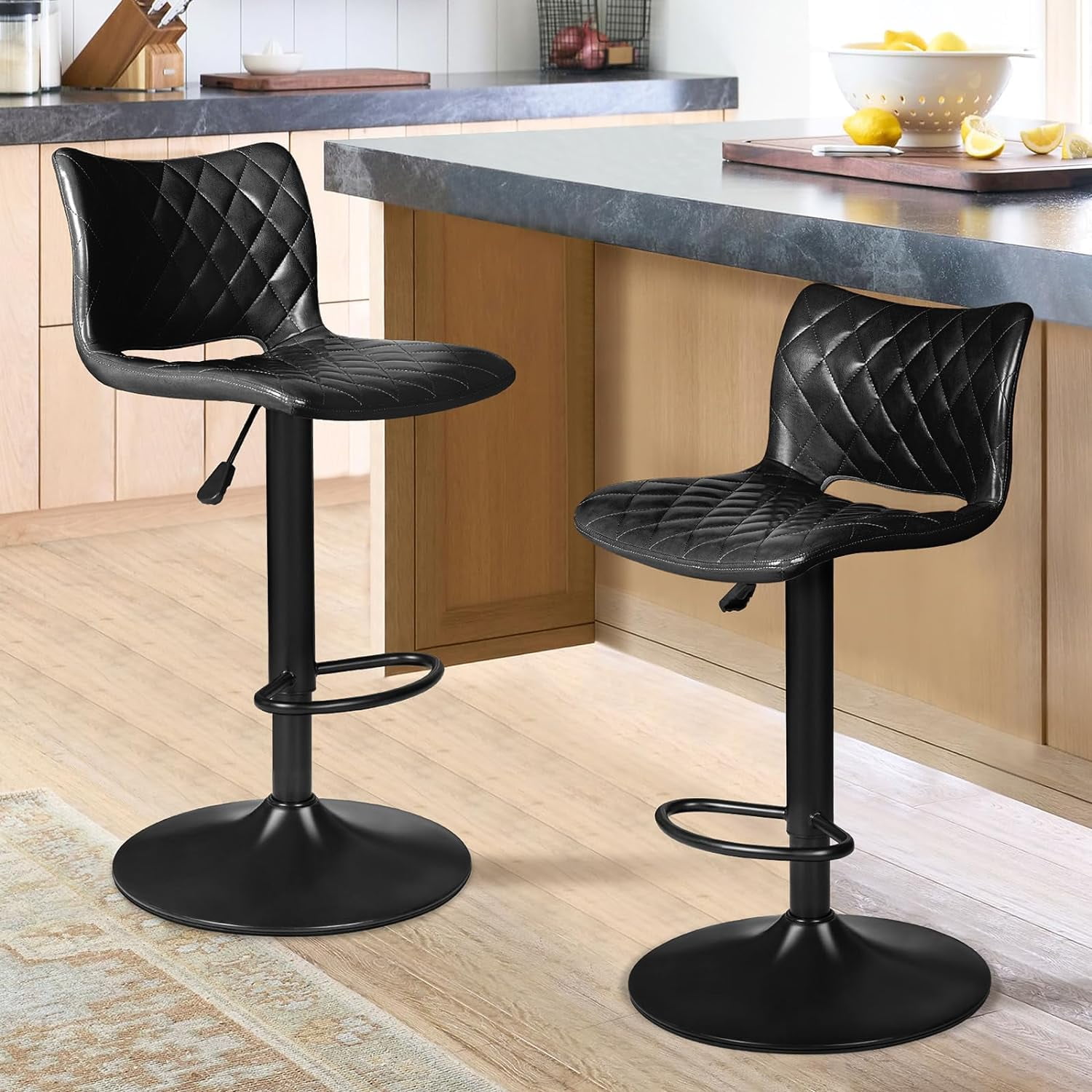 Waleaf Swivel Counter Height Bar Stools Set of 2,Adjustable PU Leather