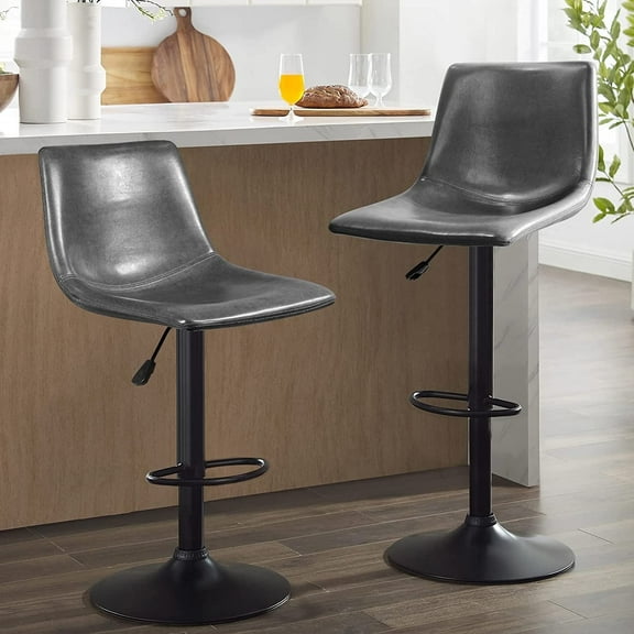 Waleaf Swivel Counter Height Bar Stools with Back Set of 2,Adjustable Dining Barstools with Footrest