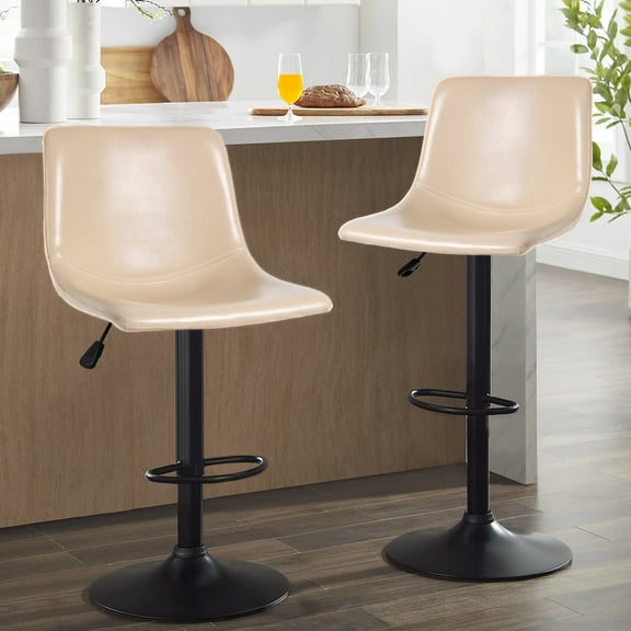 Waleaf Swivel Counter Height Bar Stools with Back Set of 2,Adjustable Dining Barstools with Footrest