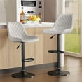 Waleaf Set of 2 Swivel Bar Stools, Upholstered Leather, Adjustable