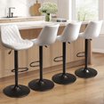 thumbnail image 1 of Waleaf Upholstered Bar Stools Set of 4, Adjustable Counter Height Leather Dining Bar Stools with Back, 1 of 8