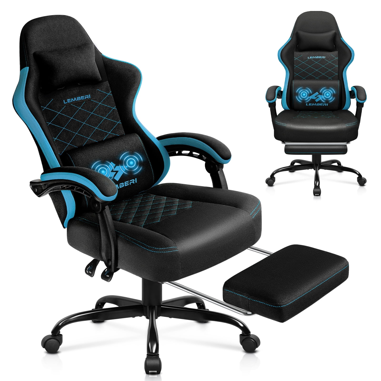 Waleaf Video Game Chairs with footrest,Gamer Chair for Adults,Big and Tall Chair, 400lb Capacity, Racing Style Computer Chair with Ergonomic Lumbar Support, Gaming Chairs for Teens