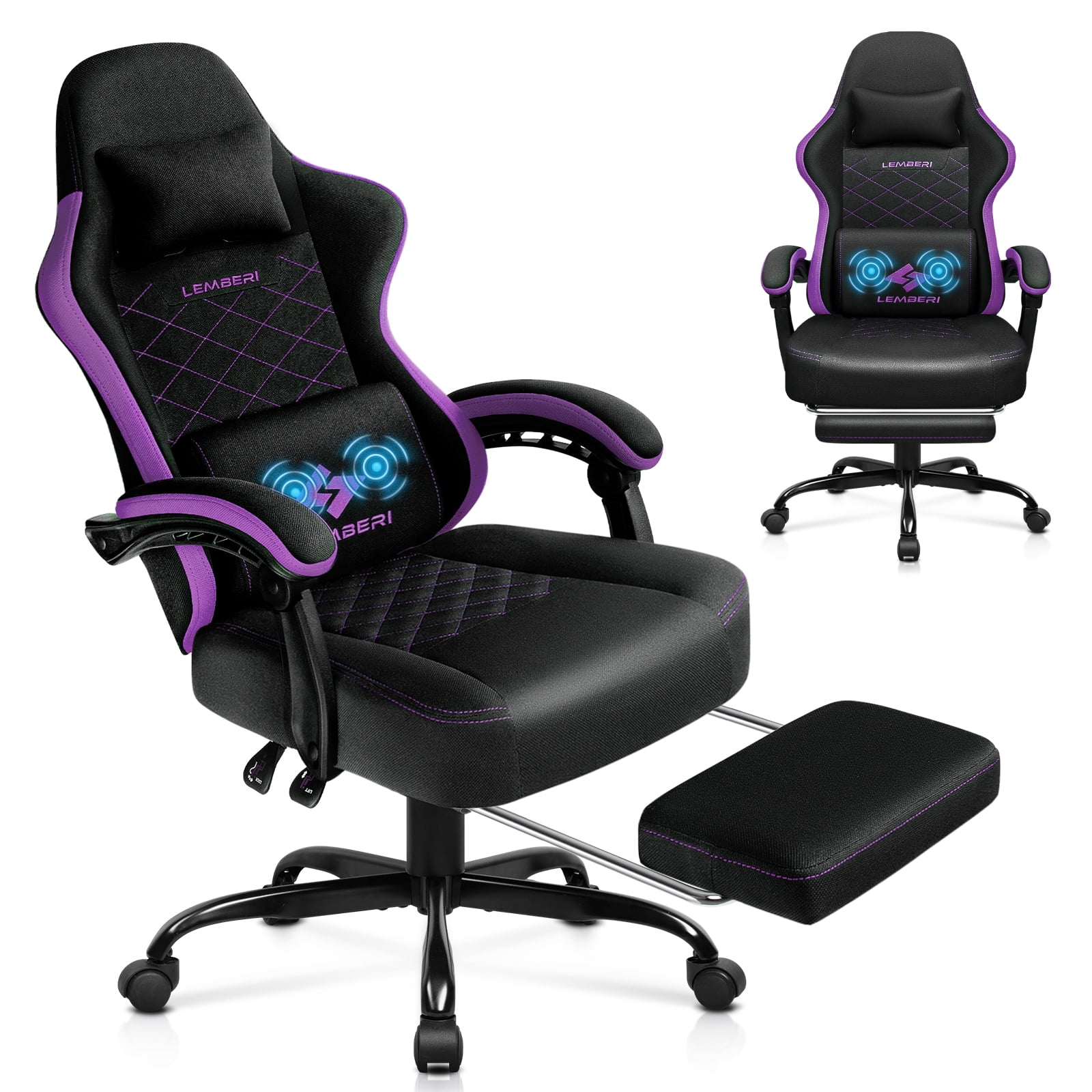 Waleaf Video Game Chairs with footrest,Gamer Chair for Adults,Big and Tall Chair, 400lb Capacity, Racing Style Computer Chair with Ergonomic Lumbar Support, Gaming Chairs for Teens