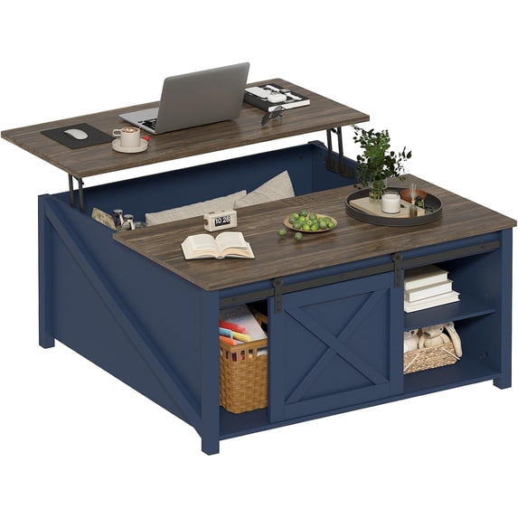 Waleaf Wooden Convertible Coffee Table, Lift Top Coffee Table with Large Hidden Storage Shelf for Living Room