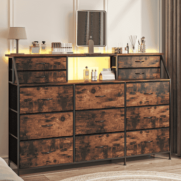 Waleaf 70" Bedroom Dresser with 13 Large Fabric Drawers, Long Dressers & Chests of Drawers for Closet