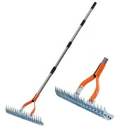 Walensee 15-Inch Lawn Thatching Rake, Robust Dethatcher Rake, Efficient Thatch Rake with Back Saving Handle, Versatile Grass Grooming Rake for Cleaning Dead Grass, Yard Garden Durable Thatch Rake