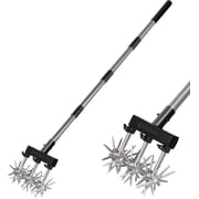Walensee Rotary Cultivator Garden Tool   Adjustable Hand Tiller for Gardening & Lawn Care with Rustproof Aluminum Blades, Telescopic Handle, Lightweight Nylon Base   Soil Aerator & Grass Reseeder