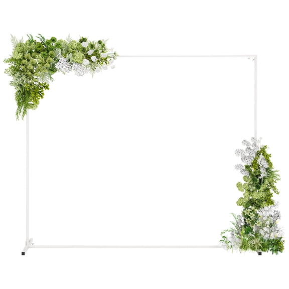 Walensee 7.9FTx6.6FT White Wedding Arch Backdrop Stand, Adjustable Square Metal Arch Frame for Ceremony Party Birthday Baby Shower Bridal AnniversaryGarden Balloon Photo Decoration