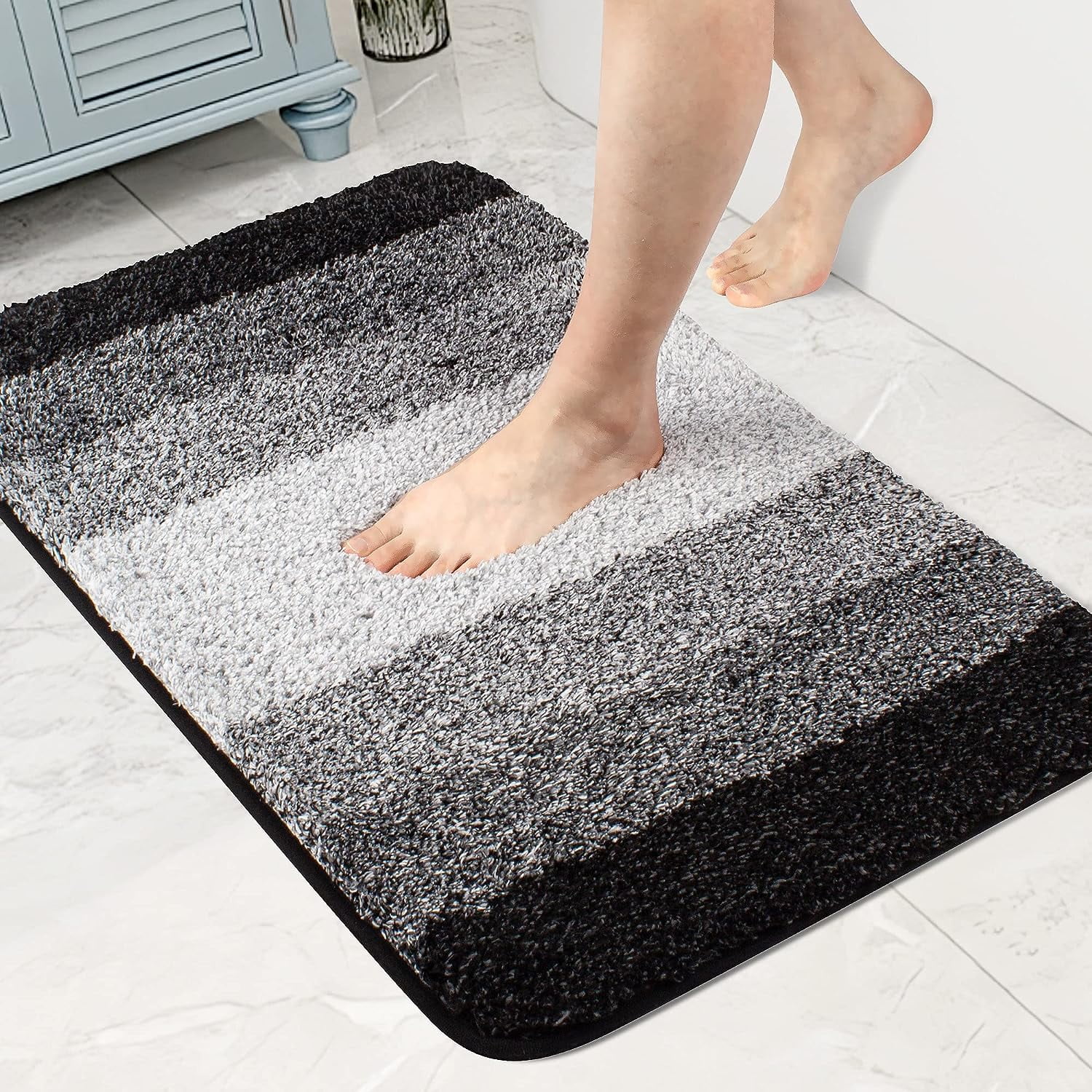 Walensee Bath Rug for Bathroom Non Slip Bathroom Mat (20 x 32, Ombre Black)