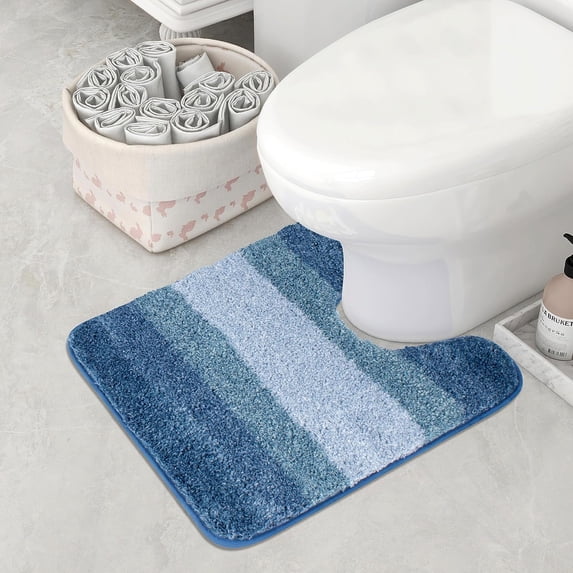 Walensee Bathroom Contour Rug (20 x 24, Ombre Blue) Bath Mat for Bathroom