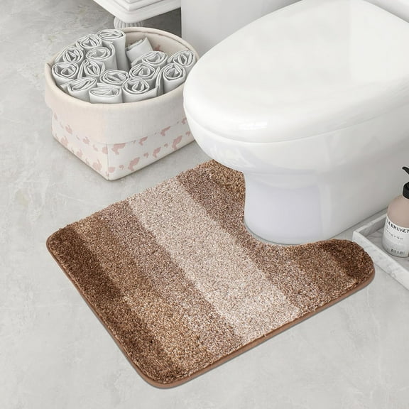 Walensee Bathroom Contour Rug (20 x 24, Ombre Brown) Bath Mat for Bathroom