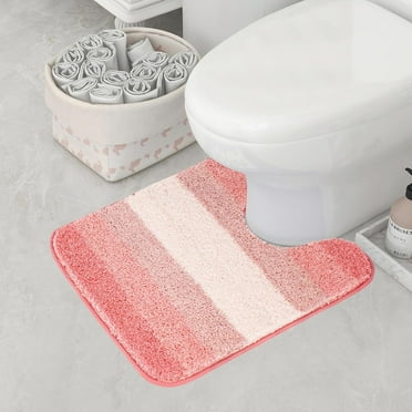 Walensee Bathroom Contour Rug (20 x 24, Ombre Pink) Bath Mat for Bathroom