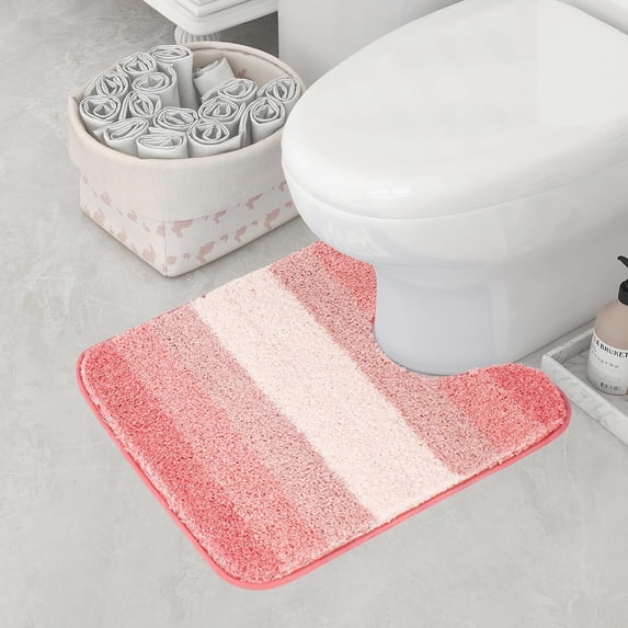 Walensee Bathroom Contour Rug (20 x 24, Ombre Pink) Bath Mat for Bathroom