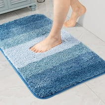 Walensee Bathroom Rug Non Slip Bath Mat for Bathroom (16 x 24, Ombre Blue)
