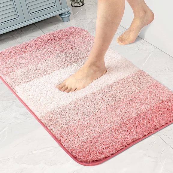 Walensee Bathroom Rug Non Slip Bath Mat for Bathroom (16 x 24, Ombre Pink)