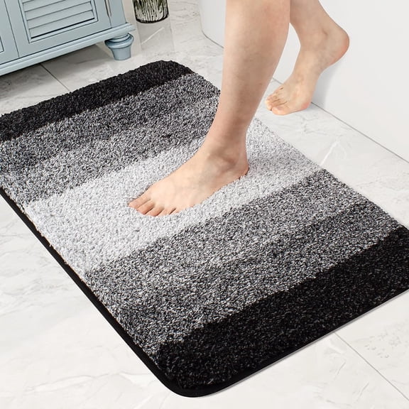 Walensee Bathroom Rug Non Slip Bath Mat for Bathroom (24 x 36, Ombre BLack)