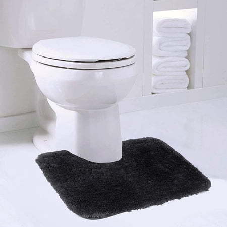 Walensee Contour Rug Shag Bath Rug, Non Slip Bath Mat for Bathroom, 20"x24", Black, Machine Wash