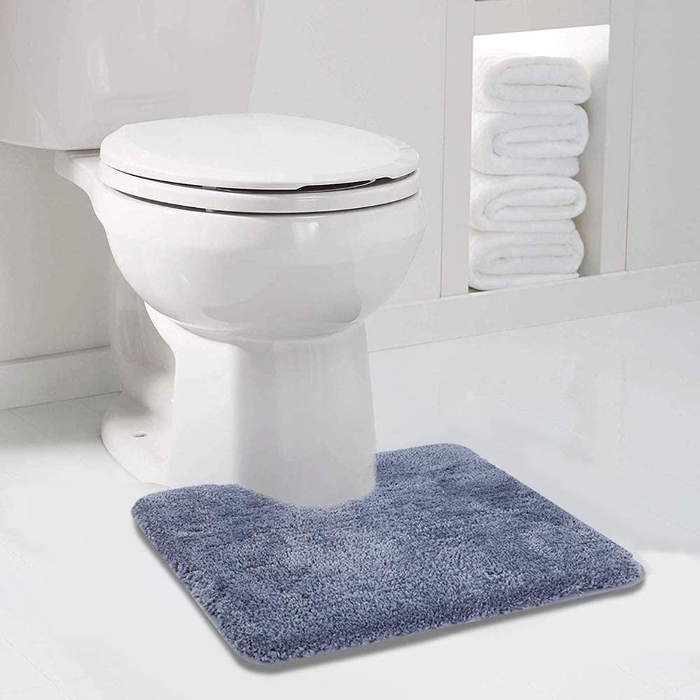 Walensee Contour Rug Shag Bath Rug, Non Slip Bath Mat for Bathroom, 20"x24", Blue, Machine Wash