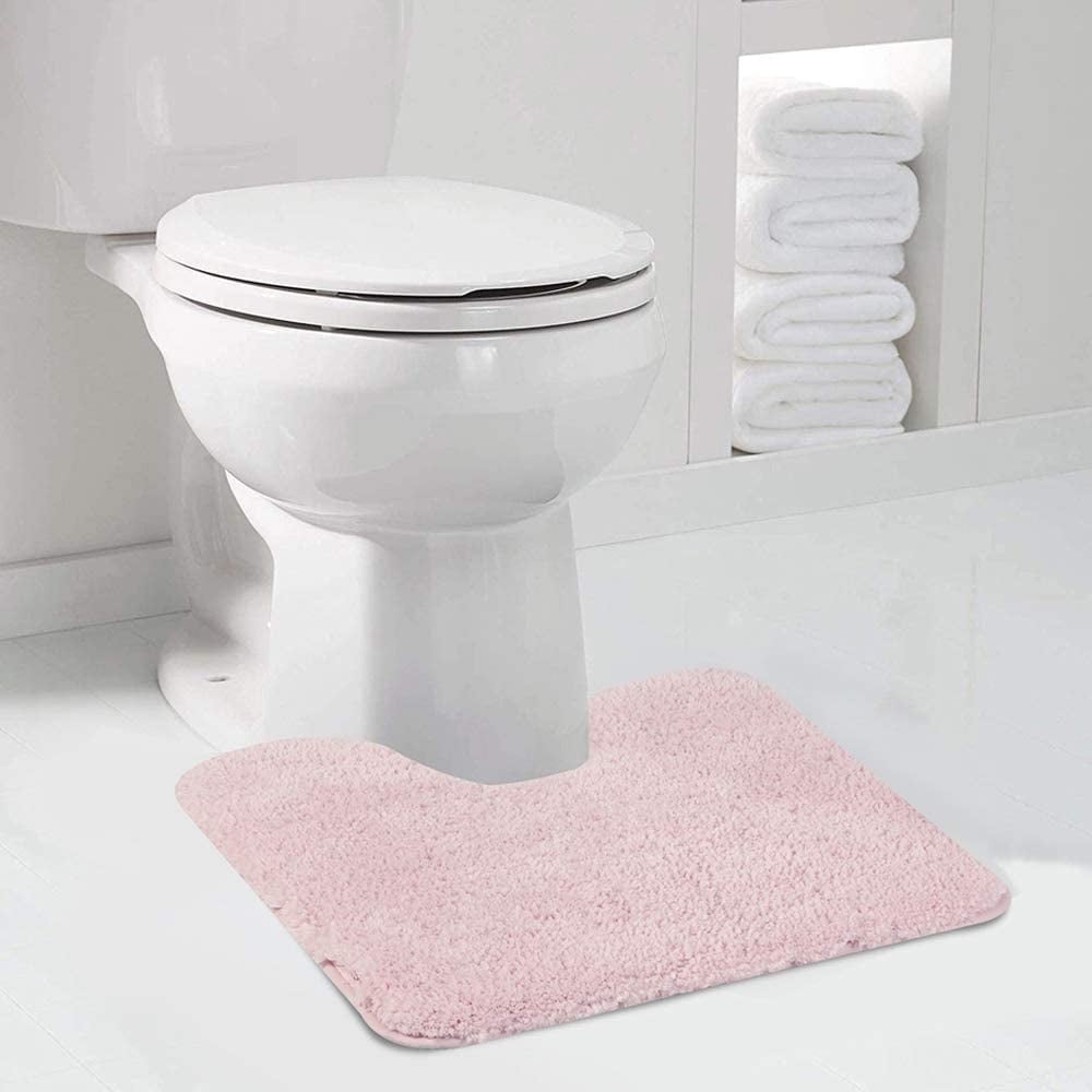 Walensee Contour Rug Shag Bath Rug, Non Slip Bath Mat for Bathroom, 20"x24", Blush, Machine Wash