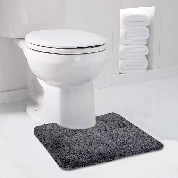 Walensee Contour Rug Shag Bath Rug, Non Slip Bath Mat for Bathroom, 20"x24", Dark Grey, Machine Wash