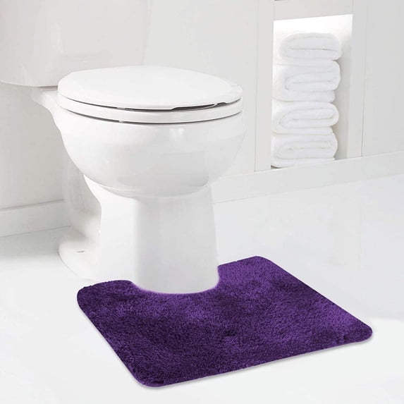 Walensee Contour Rug Shag Bath Rug, Non Slip Bath Mat for Bathroom, 20"x24", Dark Purple, Machine Wash