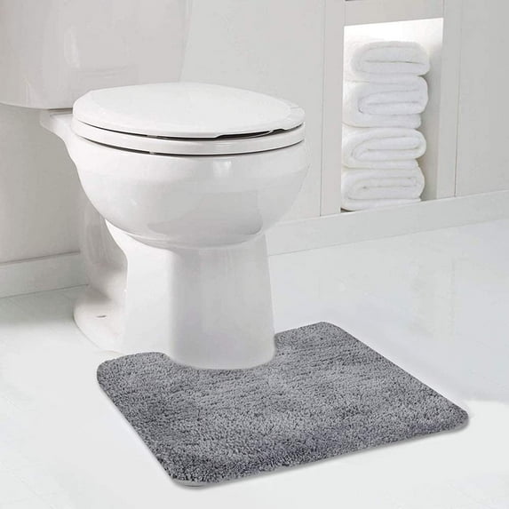 Walensee Contour Rug Shag Bath Rug, Non Slip Bath Mat for Bathroom, 20"x24", Grey, Machine Wash