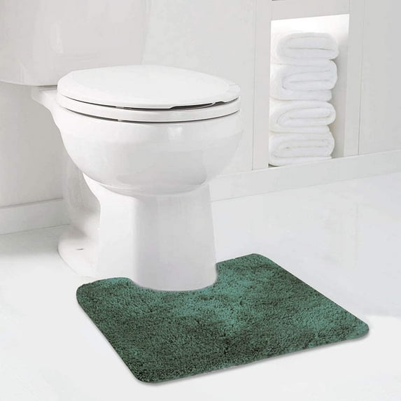 Walensee Contour Rug Shag Bath Rug, Non Slip Bath Mat for Bathroom, 20"x24", Hunter Green, Machine Wash