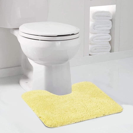 Walensee Contour Rug Shag Bath Rug, Non Slip Bath Mat for Bathroom, 20"x24", Yellow, Machine Wash