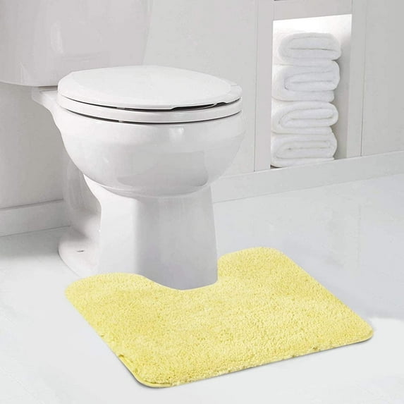 Walensee Contour Rug Shag Bath Rug, Non Slip Bath Mat for Bathroom, 20"x24", Yellow, Machine Wash