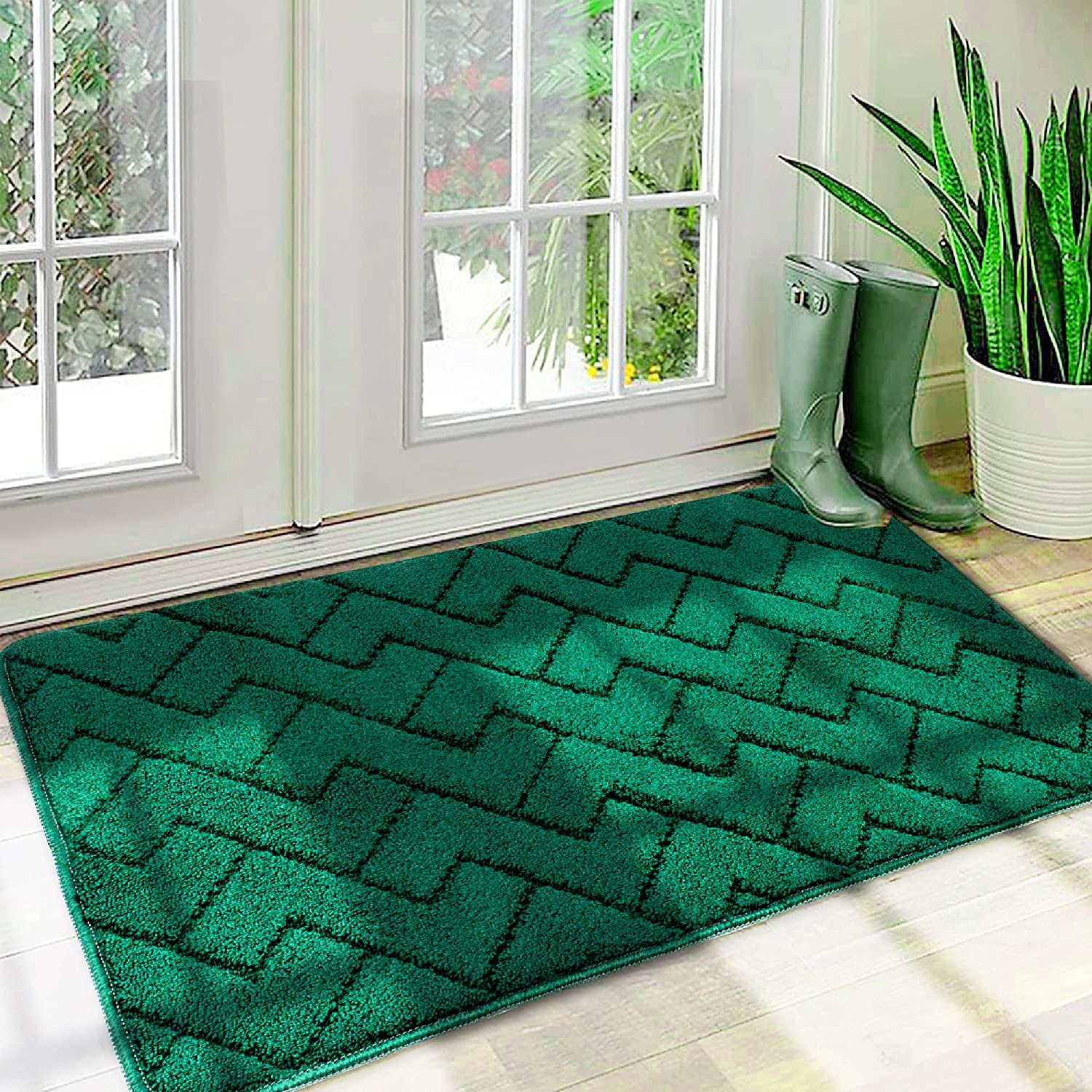 Doormat Daisy Welcome Mat Entrance Floor Mat Spring Floral Green Door ...