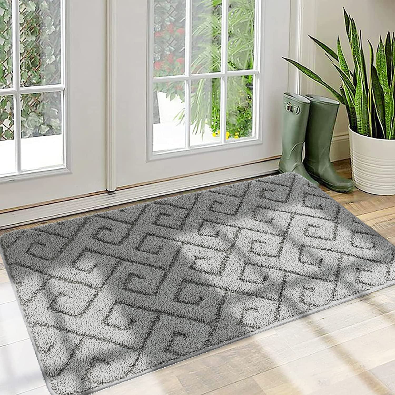 Walensee Indoor Doormat, Front Door Mat for Entrance, 32x48 Grey