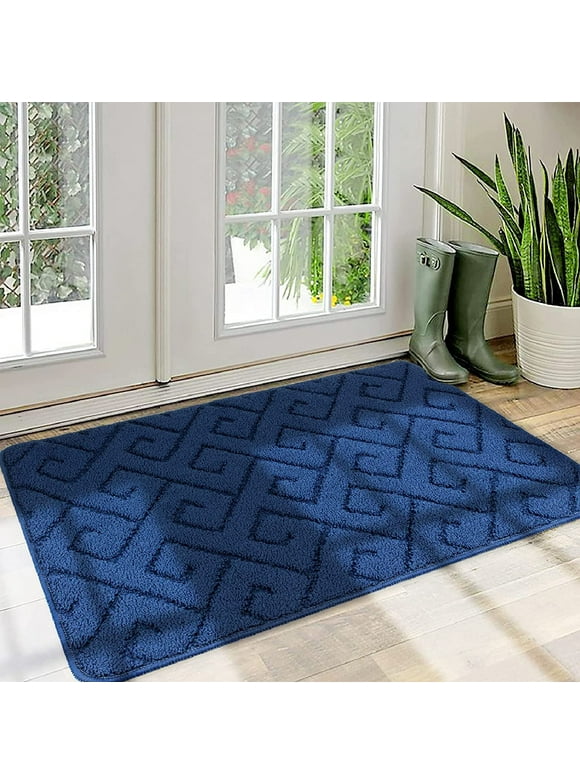 Walensee Indoor Doormat, Front Door Mat for Entrance, 20"x32" - Polyester, Microfiber - Navy Blue