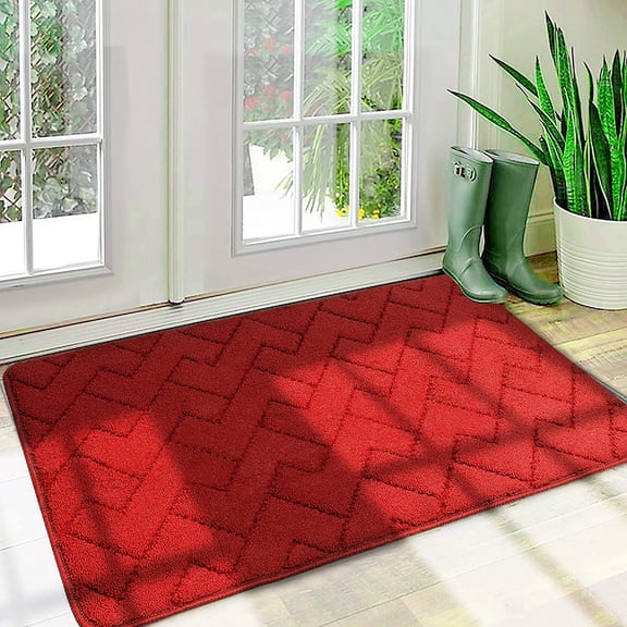 Walensee Indoor Doormat, Front Door Mat for Entrance, 20"x32" Red